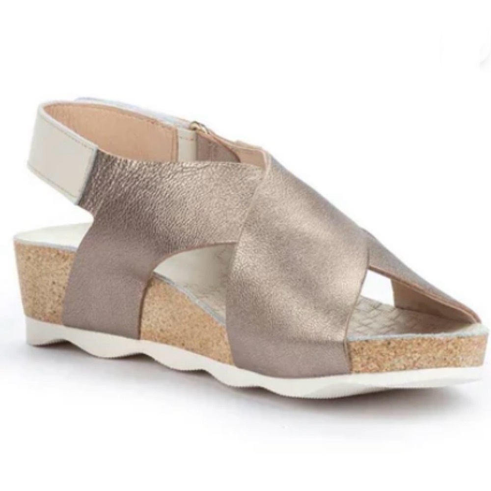 Pikolinos Mahan Stone Leather Cross Strap Wedge Sandals Womens EU40/US9-9.5 NEW